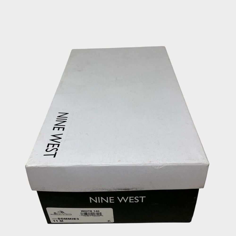 Nine West Double‎ Buckle Sandals 11 White Slip On Comfort Footbed Slides - Picture 7 of 11